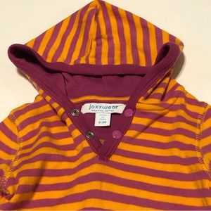 Jaxxwear Orange and Pink Stripe Romper with Hood